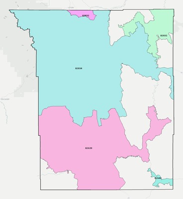 Johnson County WY ZIP code boundaries map