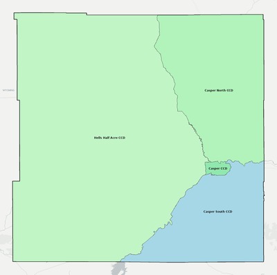 Natrona County WY townships and subdivisions map