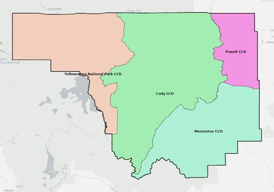 Park County WY townships and subdivisions map