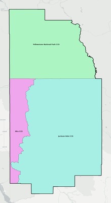 Teton County WY townships and subdivisions map