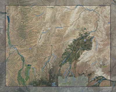 Uinta County WY USGS imagery and topo map