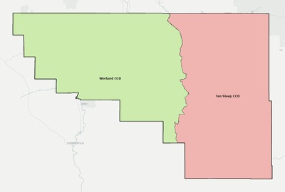 Washakie County WY townships and subdivisions map